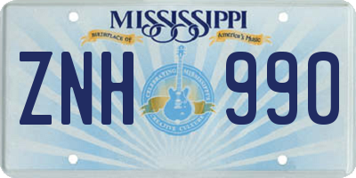 MS license plate ZNH990