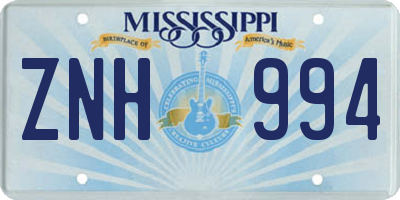 MS license plate ZNH994