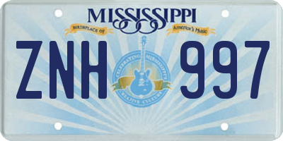 MS license plate ZNH997