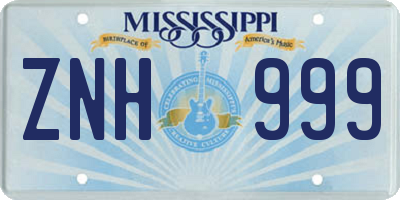MS license plate ZNH999