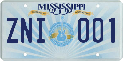 MS license plate ZNI001