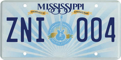 MS license plate ZNI004