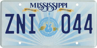 MS license plate ZNI044