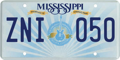 MS license plate ZNI050
