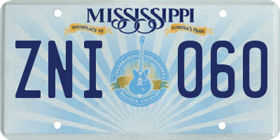MS license plate ZNI060