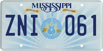 MS license plate ZNI061