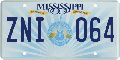 MS license plate ZNI064