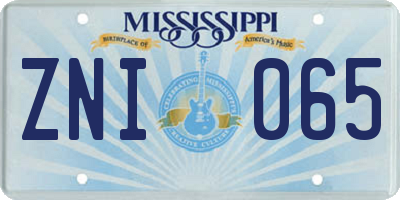 MS license plate ZNI065