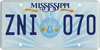 MS license plate ZNI070
