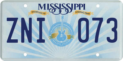 MS license plate ZNI073