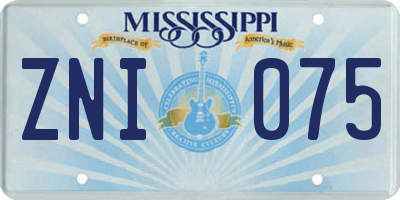 MS license plate ZNI075