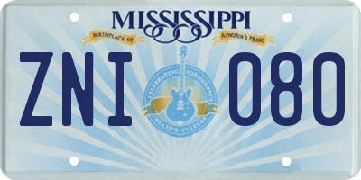MS license plate ZNI080