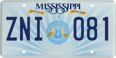 MS license plate ZNI081