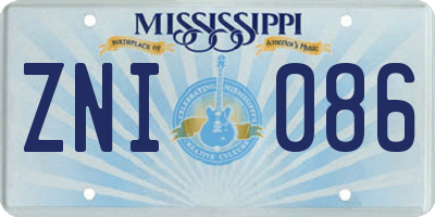 MS license plate ZNI086