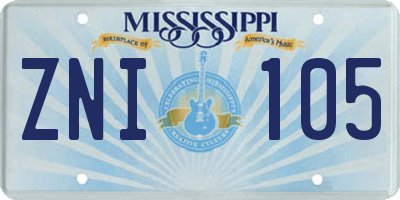 MS license plate ZNI105