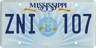 MS license plate ZNI107
