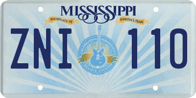 MS license plate ZNI110
