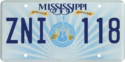 MS license plate ZNI118