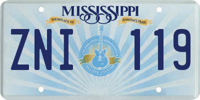 MS license plate ZNI119