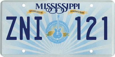 MS license plate ZNI121