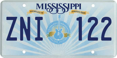 MS license plate ZNI122