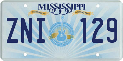 MS license plate ZNI129