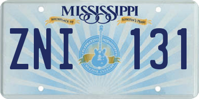 MS license plate ZNI131