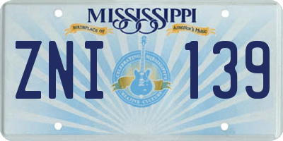 MS license plate ZNI139