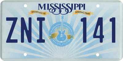 MS license plate ZNI141