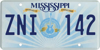 MS license plate ZNI142