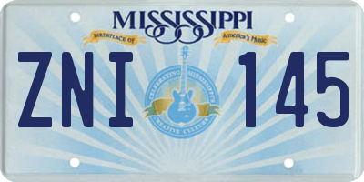 MS license plate ZNI145
