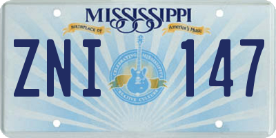MS license plate ZNI147