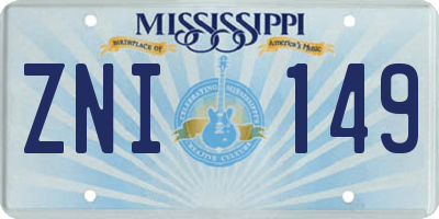 MS license plate ZNI149