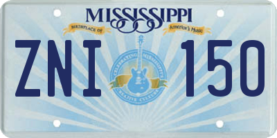 MS license plate ZNI150