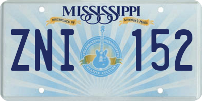 MS license plate ZNI152