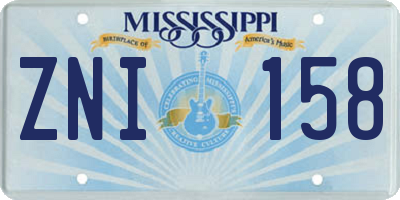 MS license plate ZNI158