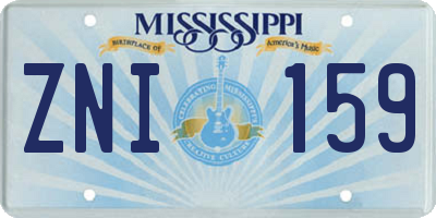 MS license plate ZNI159