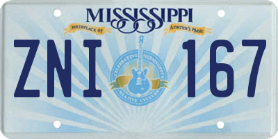MS license plate ZNI167