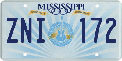 MS license plate ZNI172