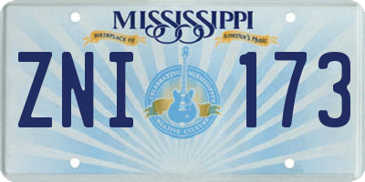 MS license plate ZNI173
