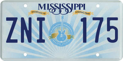 MS license plate ZNI175