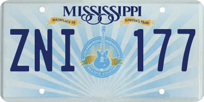 MS license plate ZNI177