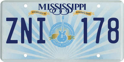 MS license plate ZNI178