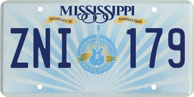MS license plate ZNI179