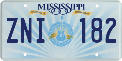 MS license plate ZNI182