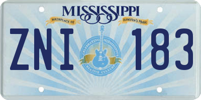 MS license plate ZNI183