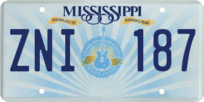 MS license plate ZNI187