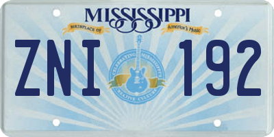 MS license plate ZNI192