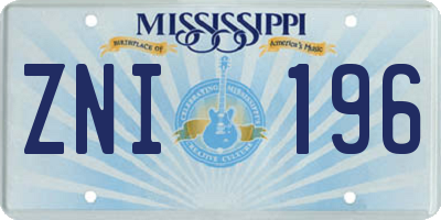 MS license plate ZNI196