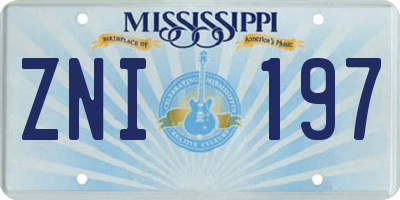 MS license plate ZNI197